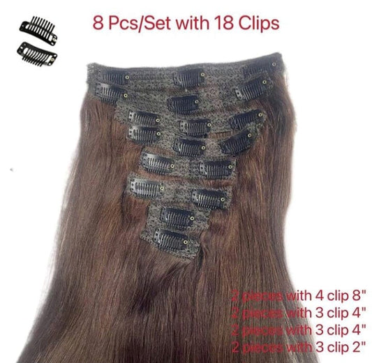 Straight Choclate Brown Clip-in Extensions