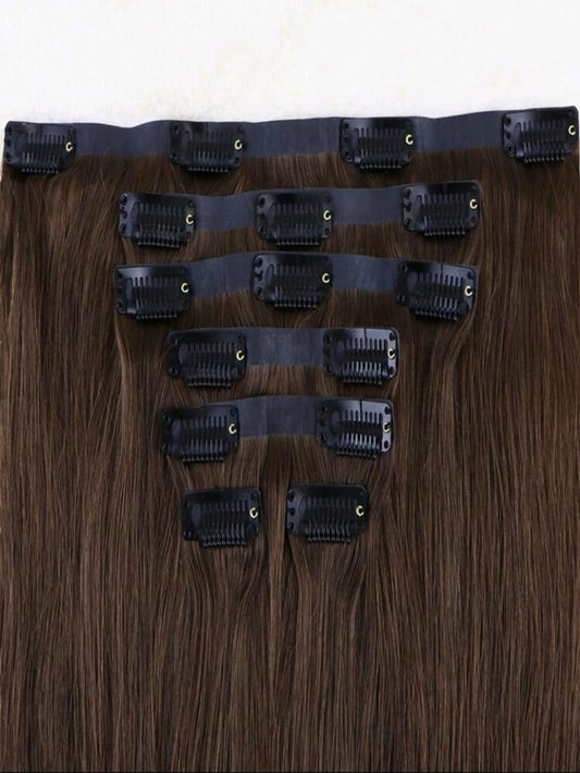 7pcs Dark Brown Clip-in Hair Extensions
