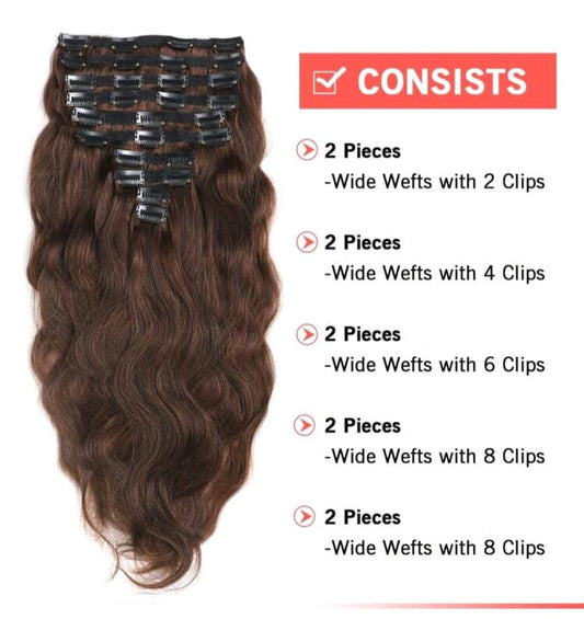 8pcs Brown Natural Wave Hair Extensions
